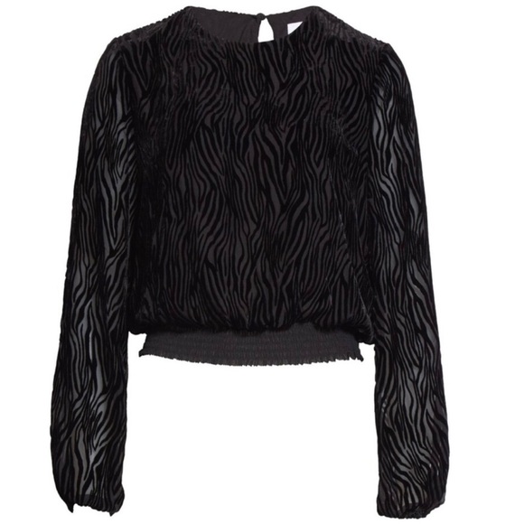 CAMI NYC BLACK BURNOUT VELVET ZEBRA TOP - Picture 4 of 10